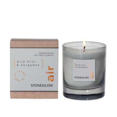 B&Q Light Stoneglow Candles Elements Air Tumbler Candle - Wild Mint & Bergamot Size 30