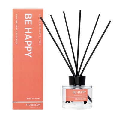 Stoneglow Candles Wellbeing Be Happy Reed Diffuser 140MlLemon Bergamot Myrrh from B&Q