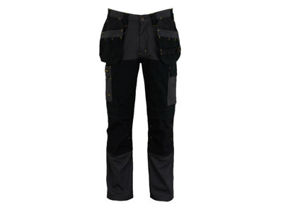 B&Q -  Stw40057-014 Dixon Slim Fit Trousers Grey/black Waist 38In Leg R