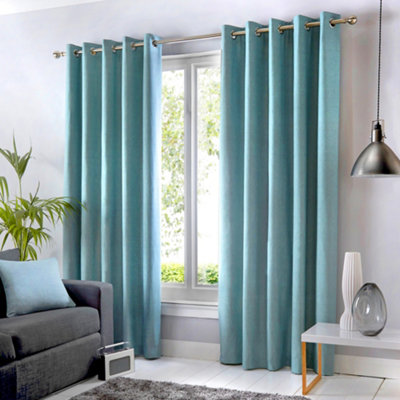 B&Q -  Sorbonne 100% Cotton Light Filtering Plain Dyed Duck Egg Blue Eyelet Curtains