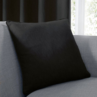 Fusion Black Sorbonne Luxury Plain Dyed 100% Cotton Filled Cushion