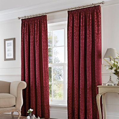 Dreams & Drapes Eastbourne Damask Woven Jacquard Pair Of Pencil Pleat Curtains