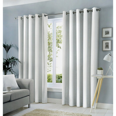 Fusion Sorbonne 100% Cotton Filtering Plain Dyed Eyelet Curtains Light/White