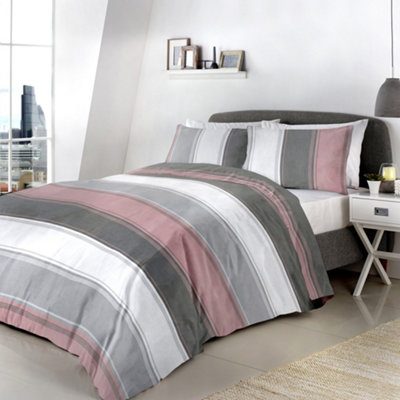 B&Q -  Betley Classic Wide Stripe Duvet Cover Set