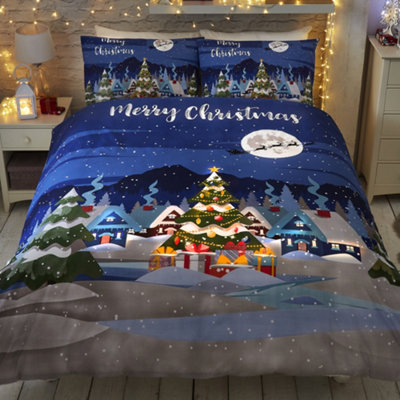 B&Q -  Christmas Glow In The Dark Kids Festive Duvet Cover Set