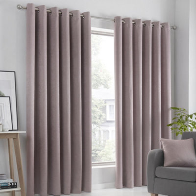 Fusion Strata Rose Triple-Woven Dimout Eyelet Curtains from B&Q