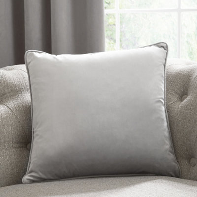 B&Q -  Montrose Luxury Filled Silver Plain Velvet Cushion