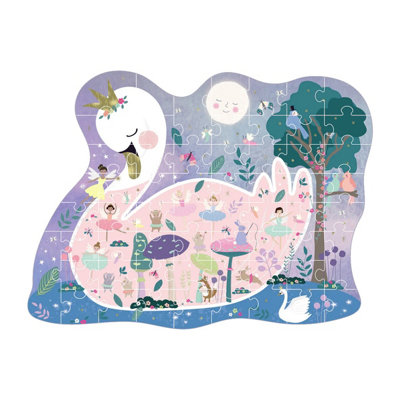 Floss & Rock 60Pc Shaped Jigsaw Puzzle Enchanted Swan from B&Q