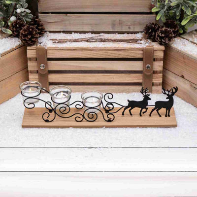 Annibells Black Metal Sleigh Triple Glass Tea Light Holder (11078) from B&Q