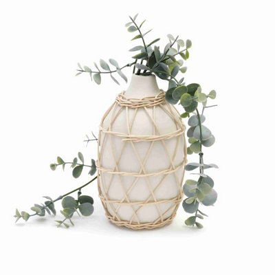  - Annibells Ceramic Rattan Decorative Flower Vase Two Designs (3188)Narrow Neck