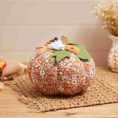 Annibells Floral Fabric Orange Pumpkin Doorstop