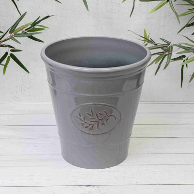 Annibells Grey Glazed 'ceramic Effect' Plastic Planter (5006)Large from B&Q