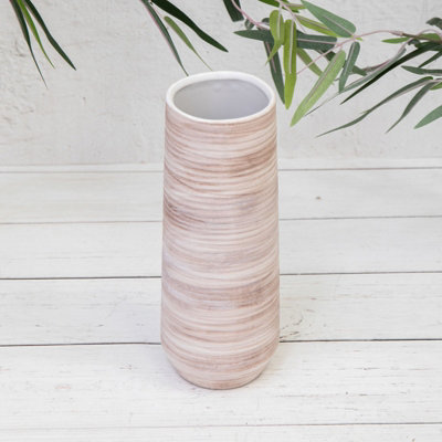 Annibells Natural Rustic Stoneware Ribbed Ceramic Vases (7603)Small