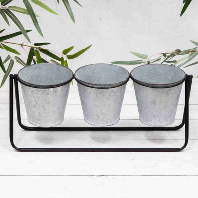 Annibells 3 Metal Flower Herb Pots On Black Stand (9136) from B&Q