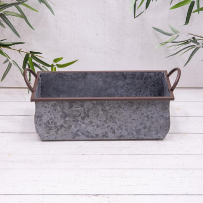 Annibells Galvanised Metal Rectangular Trough Planters (16423)Large from B&Q