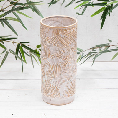  - Annibells Large Ceramic Leaf Botanical Vases (10031)Wide Neck