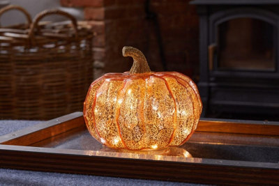 Annibells Light Up Led Pumpkin Orange Ornament  2 Designs (14947)OrangeSmall
