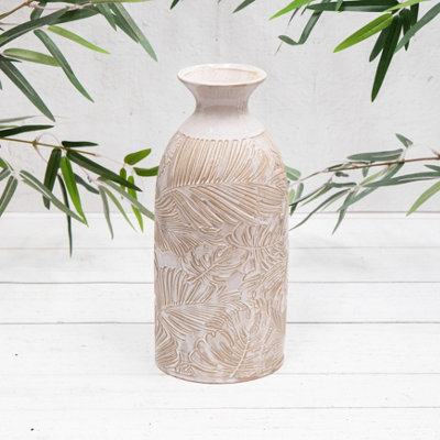 Annibells Large Ceramic Leaf Botanical Vases (10031)Narrow Neck