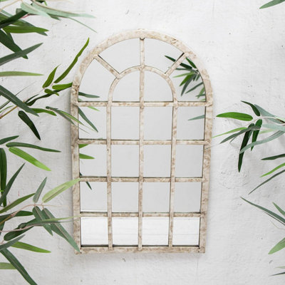 Annibells Distressed White & Cream Metal Arched Mirror (10291) from B&Q