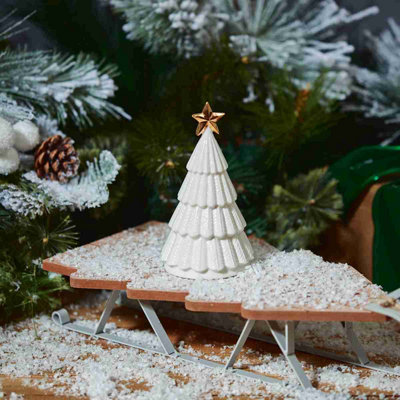 Annibells White Ceramic Christmas Tree Ornament With Gold Star from B&Q