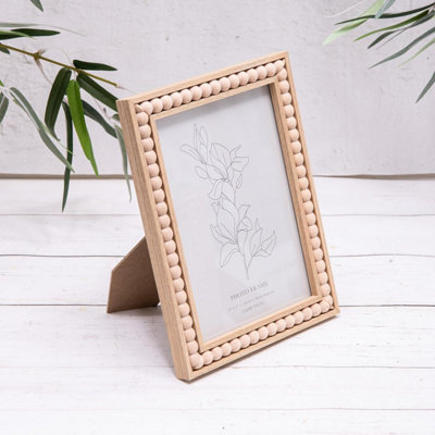 Annibells Natural Wood Beaded Bobbin Photo Frames (16985)4X6" from B&Q