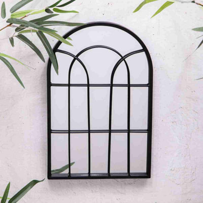 Annibells Small Black Metal Arched Window Style Mirror (12451) from B&Q