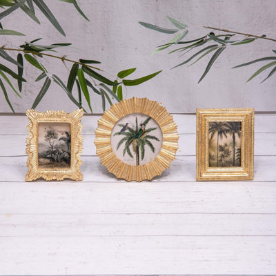 Annibells 3 Small Vintage Antique Gold Ornate Photo Frames from B&Q