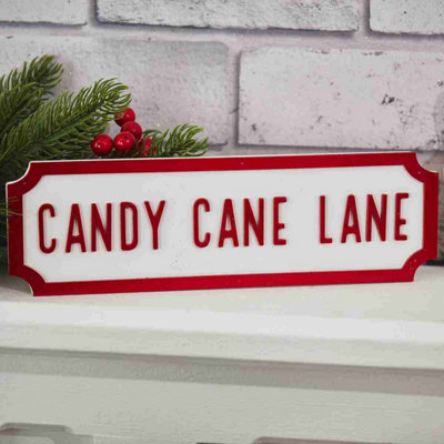 Annibells Candy Cane Lane Wooden Christmas Plaque from B&Q