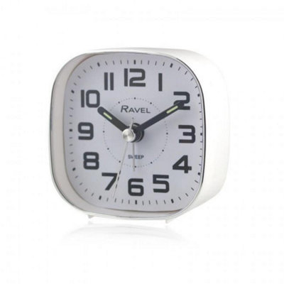 B&Q -  Petite Quartz Bedside Alarm Clock White Rc038.4