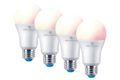 4Lite Wiz Connected A60 Dimmable Multicolour Wifi Led Smart Bulb - E27 Large Screw, Pack Of 4 White/Light