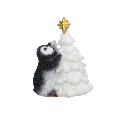 Vivid Arts Standing Penguin With A Christmas Tree Christmas Decoration from B&Q