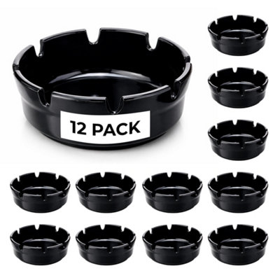 Chabrias Ltd Black Melamine Ashtray Set 12 Pack 4" Durable Ashtrays With 8 Cigarette Notches from B&Q