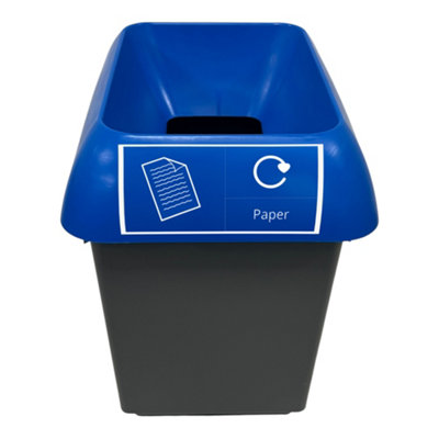 Chabrias Ltd 30 Litre Recycling Bin With Blue Lid & Paper Sticker Included from B&Q