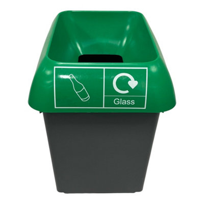 Chabrias Ltd 30 Litre Recycling Bin With Green Lid & Glass Sticker Included from B&Q