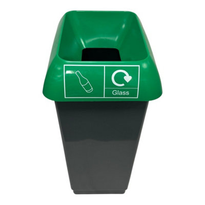 Chabrias Ltd 50 Litre Recycling Bin With Green Lid & Glass Sticker Included from B&Q