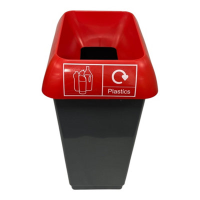 Chabrias Ltd 50 Litre Recycling Bin With Red Lid & Plastic Sticker Included from B&Q