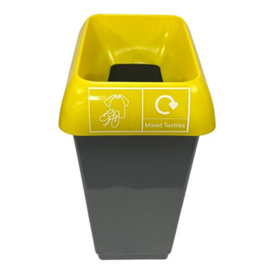 Chabrias Ltd 50 Litre Recycling Bin With Yellow Lid & Mixed Textile Sticker Included from B&Q