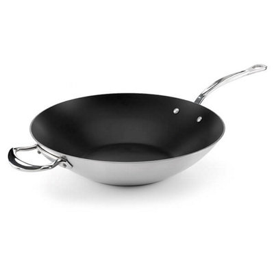Samuel Groves Classic Non-Stick Stainless Steel Triply 32Cm Wok from B&Q