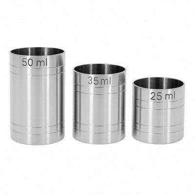 Chabrias Ltd 3 Set 25Ml35Ml50Ml Premium Stainless Steel Silver Thimble Spirit MeasuresGovernment Stamped from B&Q