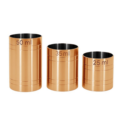 Chabrias Ltd 3 Piece Premium Stainless Steel Copper Thimble Measure BarwareCocktail & Wine MeasureGovernment Stamped from B&Q