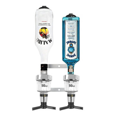Chabrias Ltd Traditional Chrome 50Ml 2 Bottle Optics For SpiritsUk MadeBar Bottle OpticsShots MeasureWall Bracket from B&Q