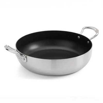Samuel Groves Classic Non-Stick Stainless Steel Triply 28Cm Chefs Pan With Side Handles from B&Q