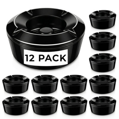 Chabrias Ltd Black Melamine Windproof Ashtray 10Cm Pack Of 12DurableEasy Clean Outdoor Ashtrays from B&Q