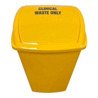 Chabrias Ltd 50L Yellow Swing Top Recycling Bin With Clinical Sticker DurableHygienic Waste Solution For HomeOffice & Healthcare from B&Q