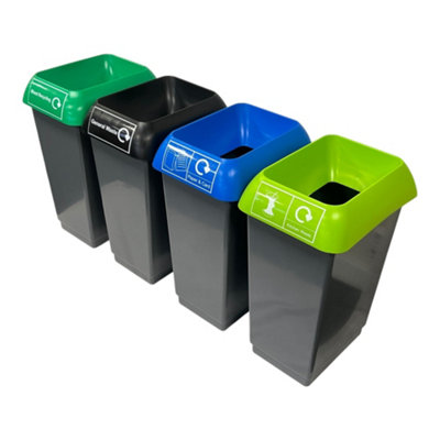Chabrias Ltd 50L Recycling Station 4 Bin Set Uk Mad100% Recycled PlasticColour Coded Waste Sorting from B&Q