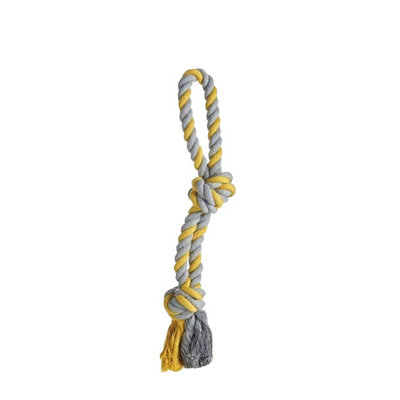 Sharples Rope Tug Dog Toy (M) (Grey/yellow) from B&Q