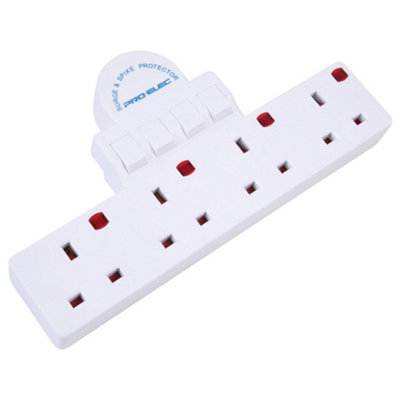 Pro elec 4 Gang Switched Uk Mains Plug Adaptor Extension from B&Q