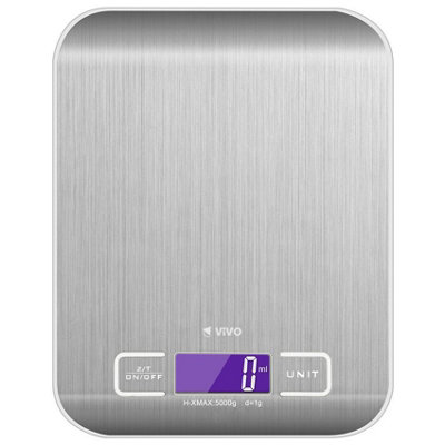 Vivo Digital Lcd Electronic Kitchen Household Weighing Food Cooking Scales 5Kg Steel from B&Q