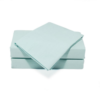 Percale 180 Thread Count Double Bed Fitted Sheet Duck Egg from B&Q