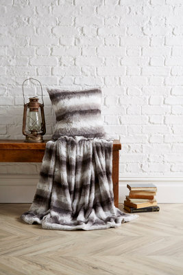 Faux Fur Throw Grey 130 X 180Cm. Super Warm Nordic Style Throw from B&Q